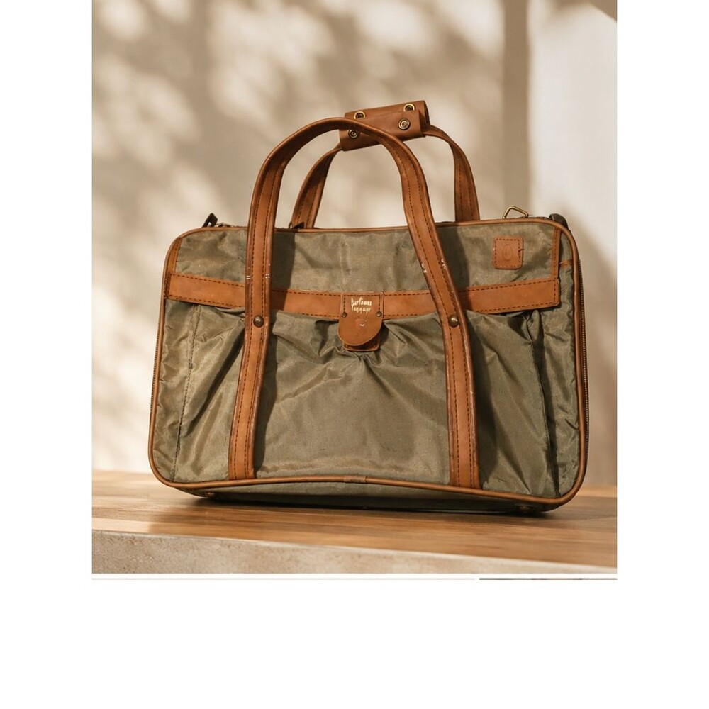 Hartmann Luggage Olive Nylon Leather Trim Carry On Garment Travel Briefcase Bag